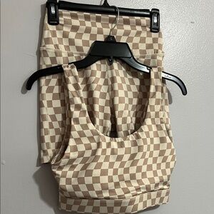 Wilo Checkered Tan and Cream Women's Shorts